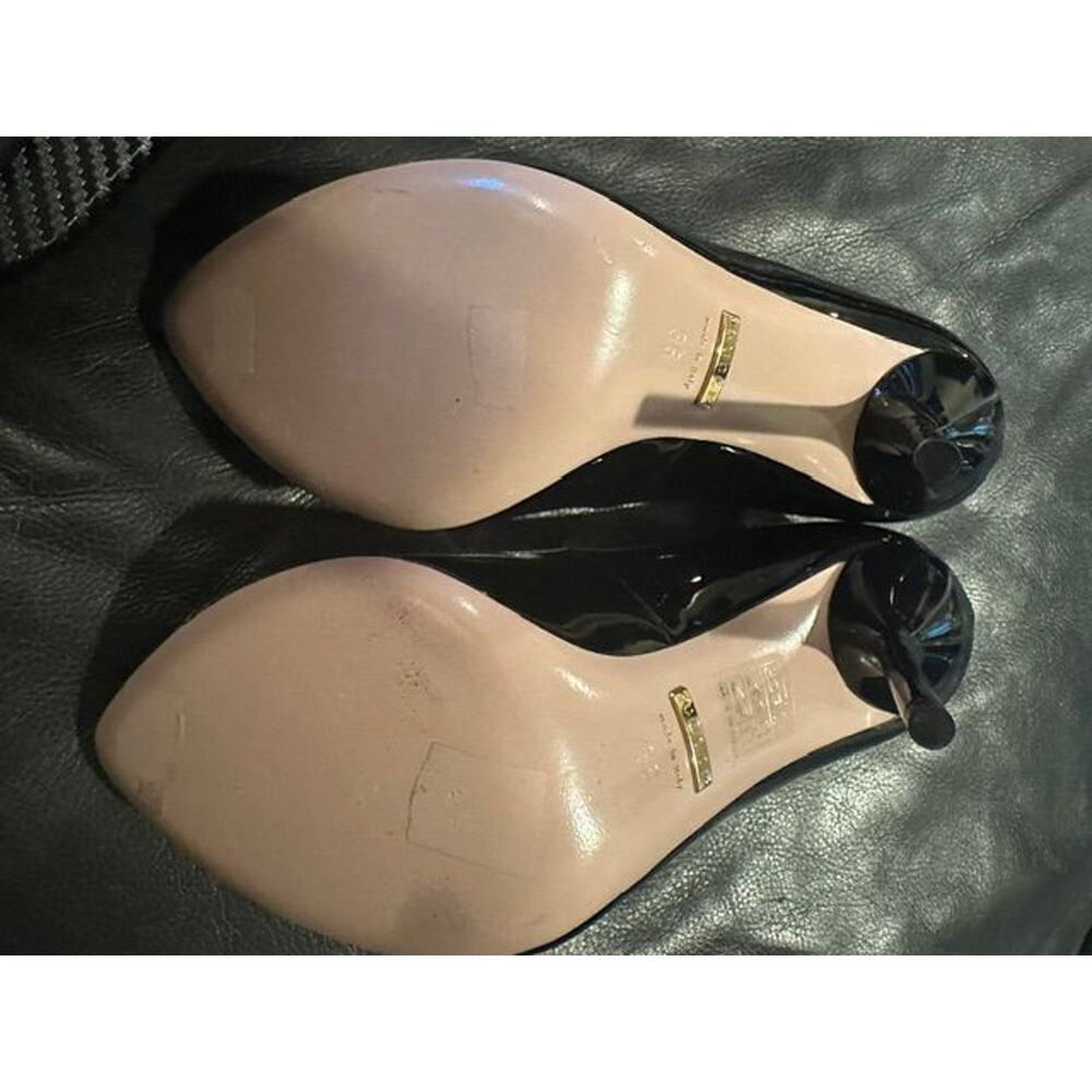 Gucci Beverly T-Strap Black Patent Leather Stiletto Heel Pumps New! Size 36 / 6 - Picture 3 of 5